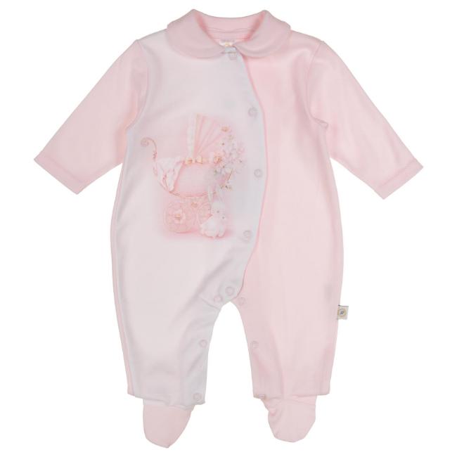 Picture of First Baby Front Fastening Vintage Pram Babygrow - Pink