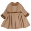 Picture of Sarah Louise Girls Winter Coat & Hat Set with Velvet Ruffles X 2 - Camel