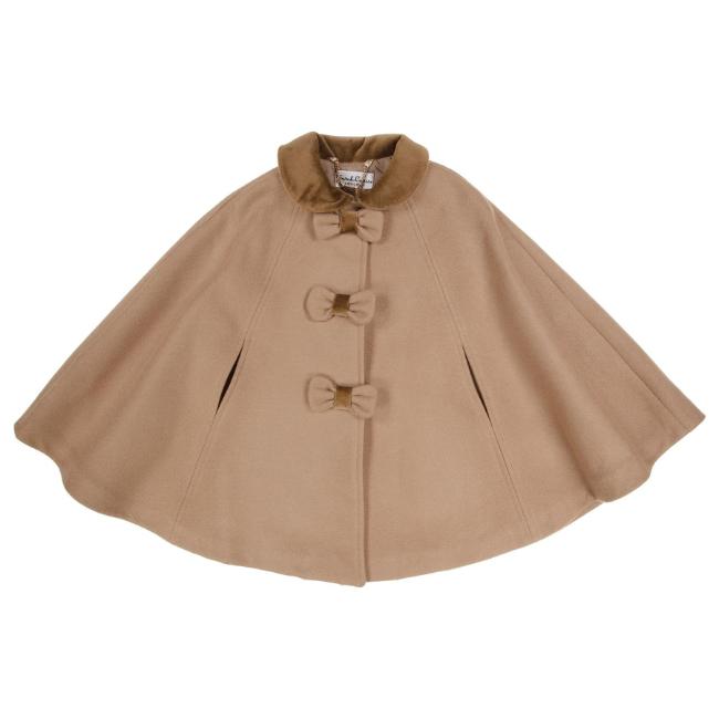 Picture of Sarah Louise Girls Winter Cape With Bow Front - Camel