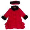 Picture of Sarah Louise Girls Winter Coat & Hat Set With Faux Fur Trim X 2 - Red Black