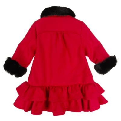 Picture of Sarah Louise Girls Winter Coat & Hat Set With Faux Fur Trim X 2 - Red Black