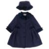 Picture of Sarah Louise Girls Winter Coat & Hat Set with Velvet Ruffles X 2 - Navy Blue