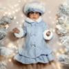 Picture of Sarah Louise Girls Winter Coat & Hat Set With Faux Fur Trim X 2 - Ivory