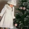 Picture of Sarah Louise Girls Winter Coat & Hat Set with Velvet Ruffles X 2 - Navy Blue