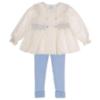 Picture of Granlei  Girls Cotton Blouse & Skinny Leggings Set X 2 - Ivory Bright Blue