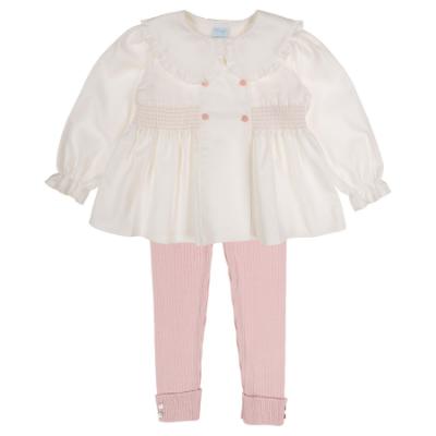 Picture of Granlei  Girls Cotton Blouse & Skinny Leggings Set X 2 - Ivory Pale Pink