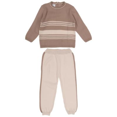 Picture of Granlei  Boys Knit Stripe Sweater & Legging Set X 2 - Dark Beige Beige