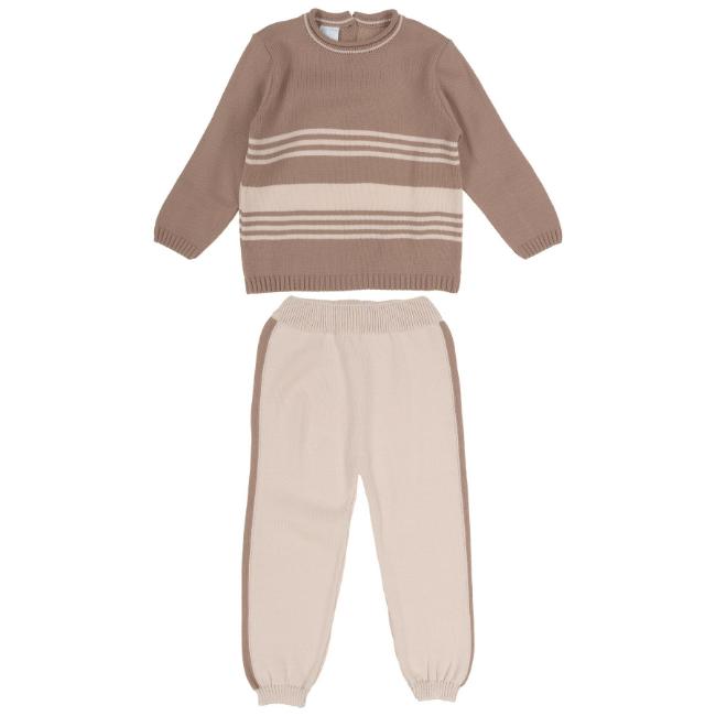 Picture of Granlei  Boys Knit Stripe Sweater & Legging Set X 2 - Dark Beige Beige