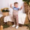 Picture of Granlei  Boys Winter Knit Stripe Sweater & Legging Set X 2 - Petrol Blue Beige