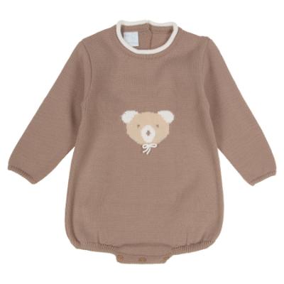 Picture of Granlei Baby Soft Knit Bear Long Sleeve Romper  - Dark Beige