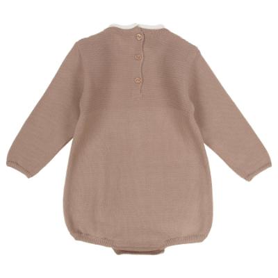 Picture of Granlei Baby Soft Knit Bear Long Sleeve Romper  - Dark Beige