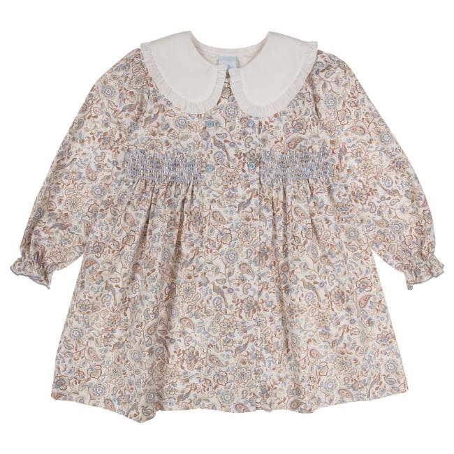 Picture of Granlei Girls Oversized Collar Dress - Beige Floral