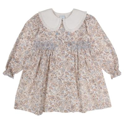 Picture of Granlei Girls Oversized Collar Winter Dress - Beige Floral