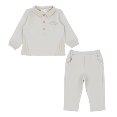 Picture of Pastels & Co Boys Tots Twill Ulrich Polo Tracksuit Set X 2 - Beige