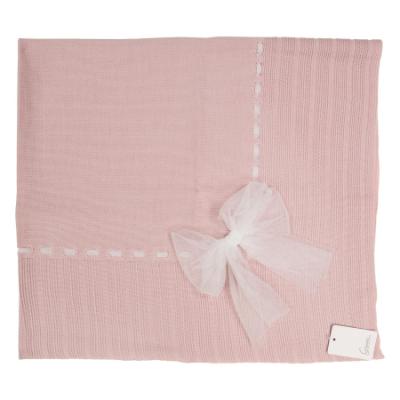 Picture of Granlei Baby Girls Soft Knit Tulle Bow Shawl - Pale Pink