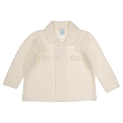 Picture of Granlei Baby Girls Openwork Knit Coat With Bows - Ivory 