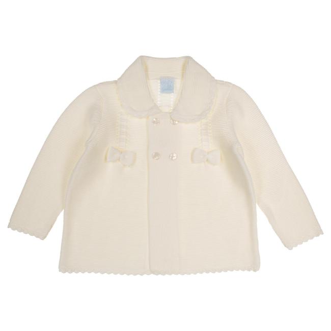 Picture of Granlei Baby Girls Openwork Knit Coat With Bows - Ivory 