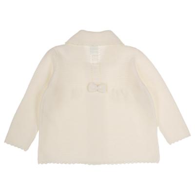 Picture of Granlei Baby Girls Winter Openwork Knit Coat With Bows - Ivory 