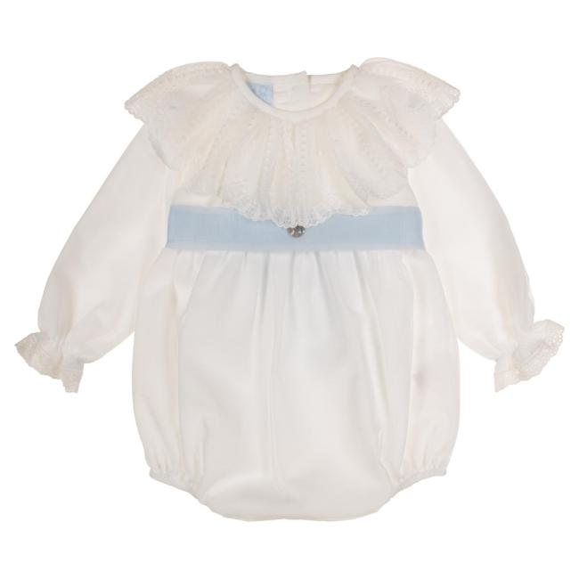 Picture of Granlei Baby Special Occasion Romper - Ivory Pale Blue