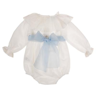 Picture of Granlei Baby Special Occasion Romper - Ivory Pale Blue