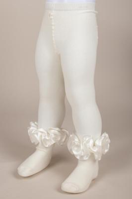 Picture of Caramelo Kids Satin Ribbon Ruffle Ankle Tights - White 