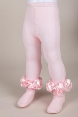 Picture of Caramelo Kids Satin Ribbon Ruffle Ankle Tights - Pink 