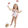 Picture of Meia Pata Girls Capri Big Bow Apples Swimsuit - White Red Gingham