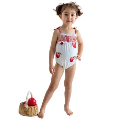 Picture of Meia Pata Baby Girls Marini Smocked Apples Swimsuit - White Red 