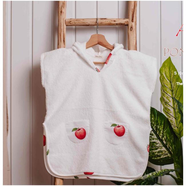 Picture of Meia Pata Boys Apples Towelling Poncho - White Red 