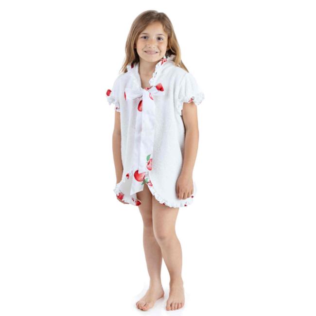 Picture of Meia Pata Girls Apples Hooded Beach Cover-up - White Red 