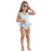 Picture of Meia Pata Girls Blue Stripes Ravello Skirted Swimsuit - White Blue