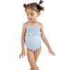 Picture of Meia Pata Baby Girls Blue Stripes Marini Smocked Swimsuit - White Blue