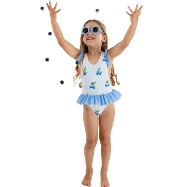 Picture of PRE ORDER Meia Pata Girls Blueberries Ravello Swimsuit - White Blue