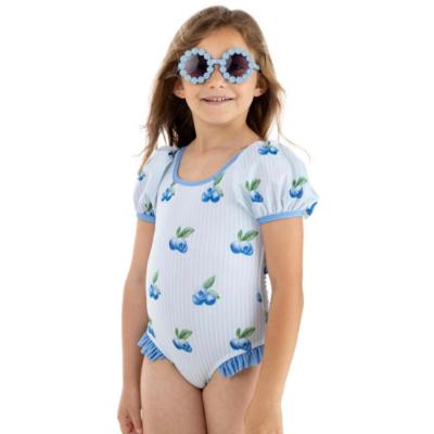 Picture of Meia Pata Girls Blueberries Atrani Open Back Swimsuit - White Blue