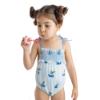 Picture of Meia Pata Baby Girls Blueberries Marini Smocked Swimsuit - White Blue