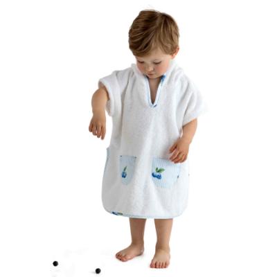 Picture of Meia Pata Boys Blueberries Towelling Poncho - White Blue