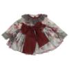 Picture of Ela Confeccion Girls Charlotte Ruffle Dress Panties Bonnet Set X 3 - Grey Burgundy