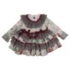 Picture of Ela Confeccion Girls Charlotte Ruffle Dress Panties Bonnet Set X 3 - Grey Burgundy