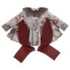 Picture of Ela Confeccion Girls Charlotte Ruffle Dress Panties Bonnet Set X 3 - Grey Burgundy