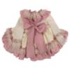 Picture of Ela Confeccion Girls Rosa Ruffle Dress Panties Bonnet Set X 3 - Ivory Dark Pink