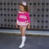 Picture of Ela Confeccion Girls Knitted 3 Piece Jam Pant Set - Fuschia Pink 