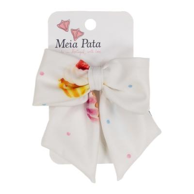 Picture of Meia Pata Girls Cupcakes Beach Hair Bow On Clip - White Pink