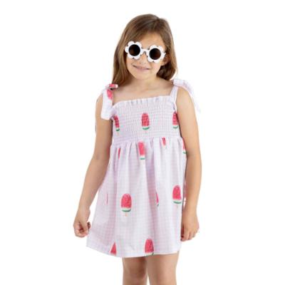 Picture of Meia Pata Girls Watermelon Frilled Beach Dress - White Red