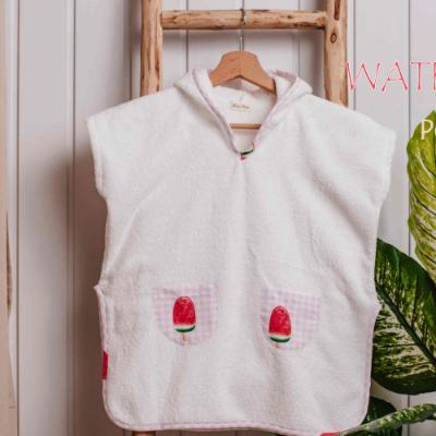 Picture of Meia Pata Boys Watermelon Towelling Poncho - White Red