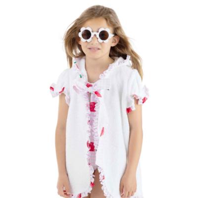 Picture of Meia Pata Girls Watermelon Hooded Beach Cover-up - White Red