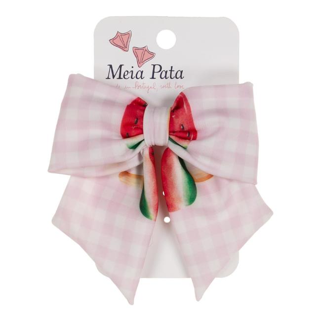 Picture of Meia Pata Girls Watermelon Beach Hair Bow On Clip - White Red 