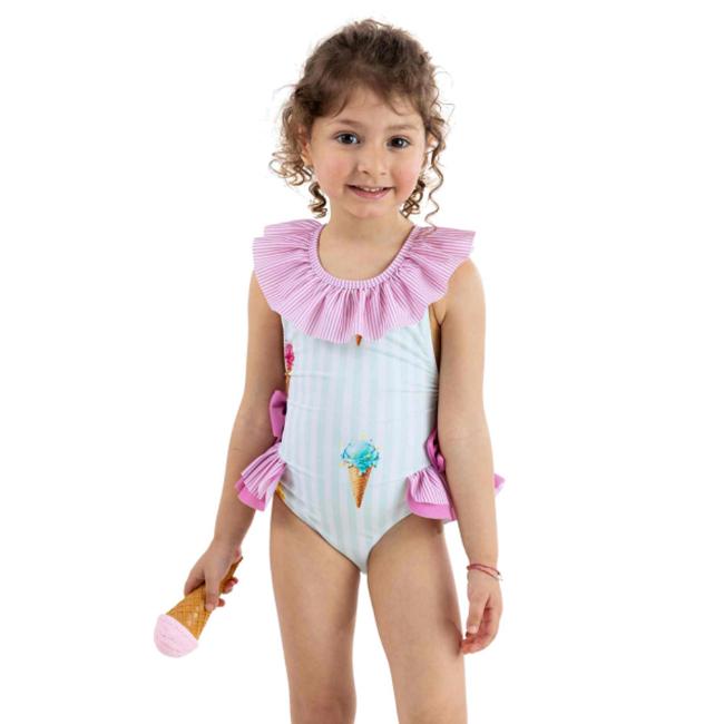 Picture of Meia Pata Girls Ice Cream Salerno Swimsuit - White Pink