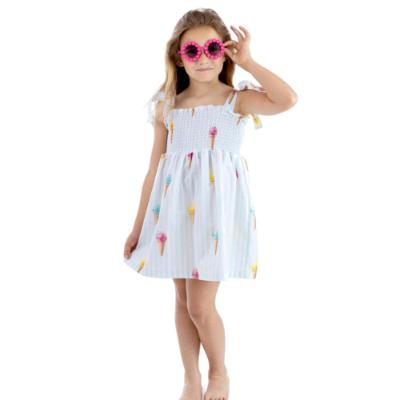 Picture of Meia Pata Girls Ice Cream Frilled Beach Dress - White Blue