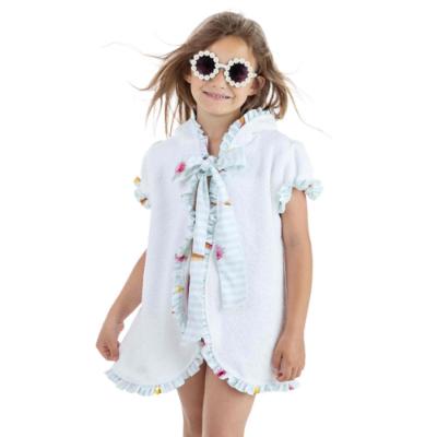 Picture of Meia Pata Girls Ice Cream Hooded Beach Cover-up - White Blue