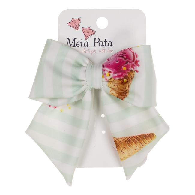 Picture of Meia Pata Girls Ice Cream Beach Hair Bow On Clip - White Blue 